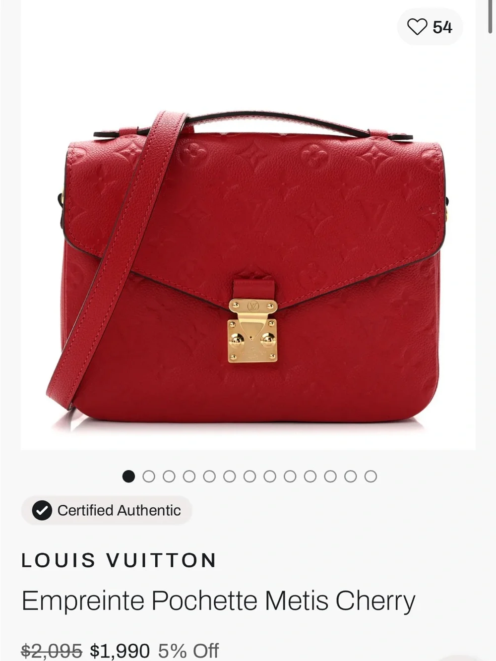 Louis Vuitton Cherry Red Empreinte Pochette Metis Crossbody Bag - Picture 1 of 5